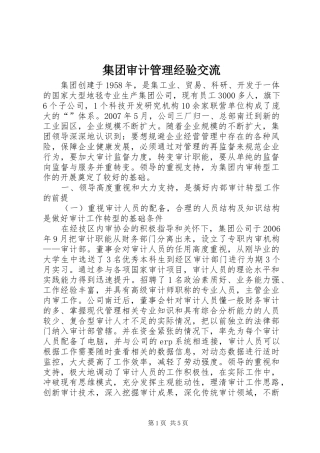 2024年集团审计管理经验交流