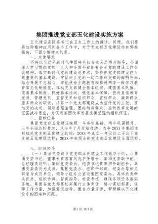 2024年集团推进党支部五化建设实施方案