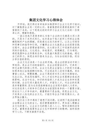 2024年集团文化学习心得体会
