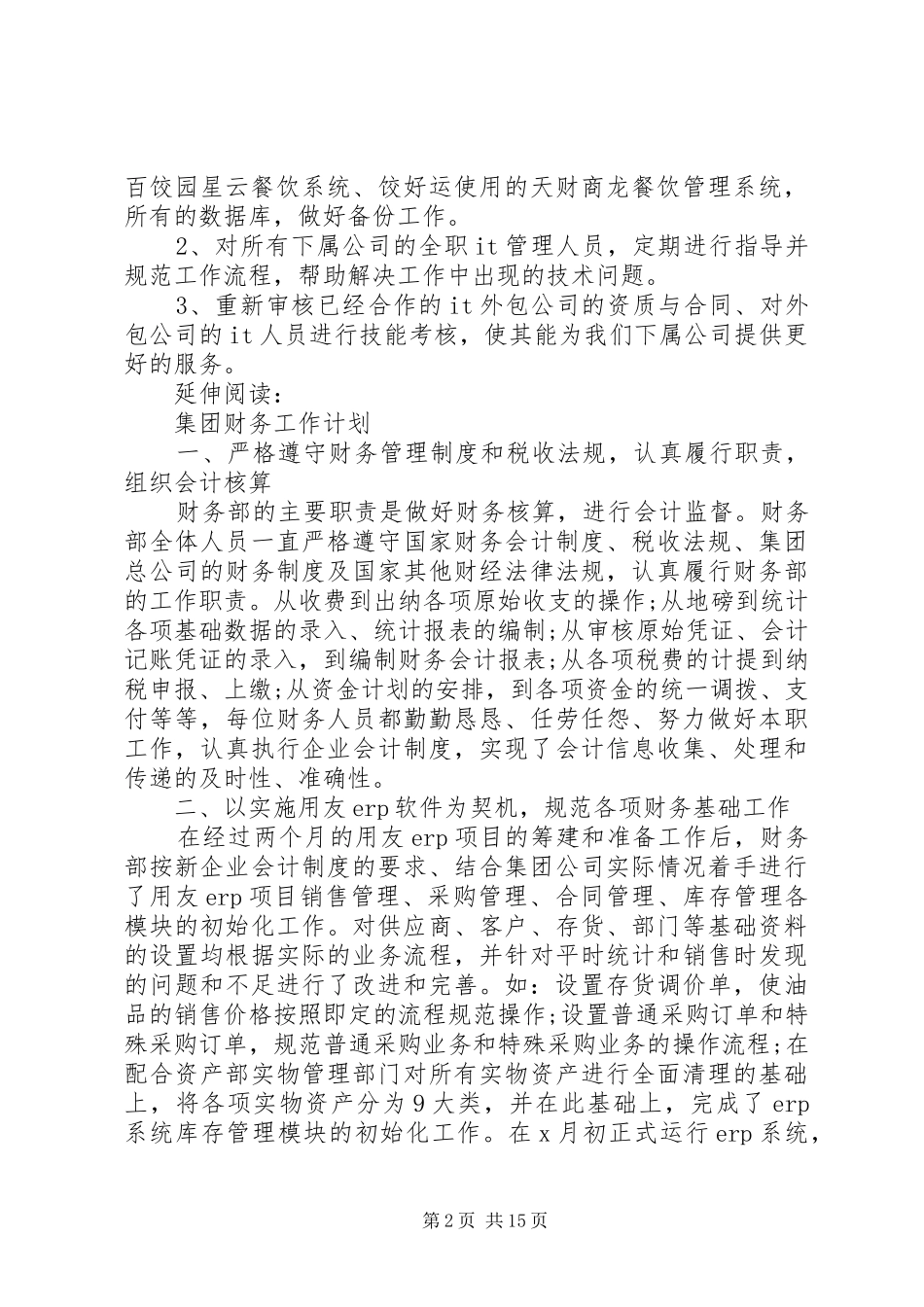 2024年集团信息部工作计划及安排_第2页