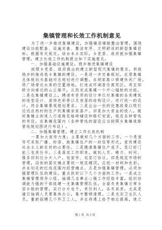 2024年集镇管理和长效工作机制意见