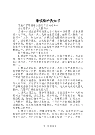 2024年集镇整治告知书