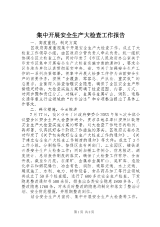 2024年集中开展安全生产大检查工作报告