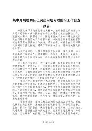 2024年集中开展检察队伍突出问题专项整治工作自查报告