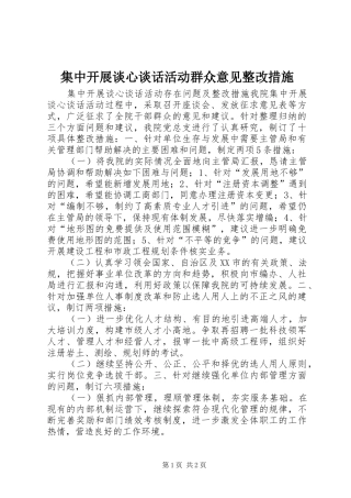 2024年集中开展谈心谈话活动群众意见整改措施
