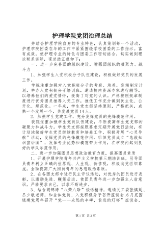 2024年护理学院党团治理总结