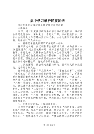 2024年集中学习维护民族团结