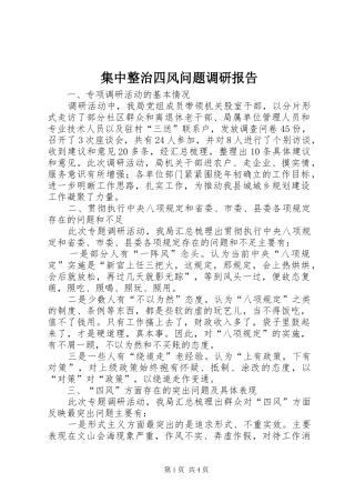 2024年集中整治四风问题调研报告
