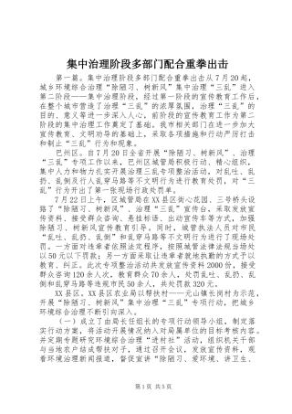 2024年集中治理阶段多部门配合重拳出击