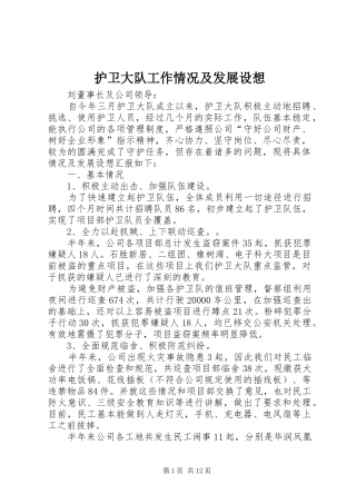 2024年护卫大队工作情况及发展设想