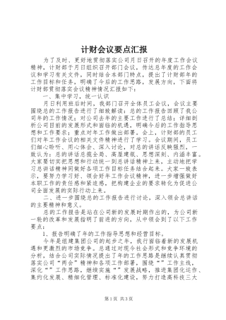 2024年计财会议要点汇报