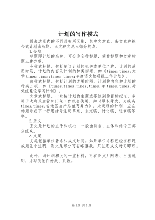 2024年计划的写作模式