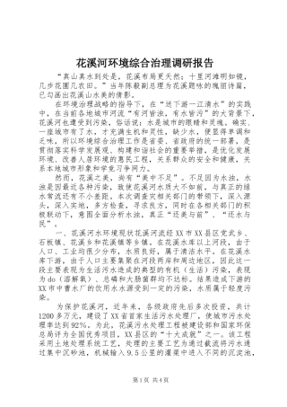 2024年花溪河环境综合治理调研报告