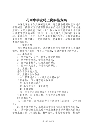 2024年花雨中学竞聘上岗实施方案