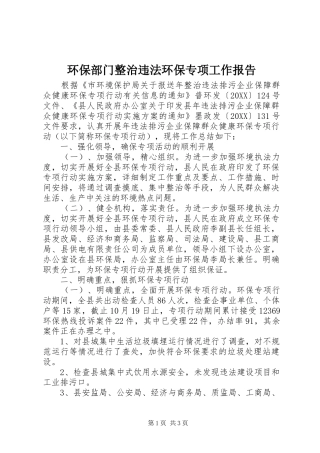 2024年环保部门整治违法环保专项工作报告