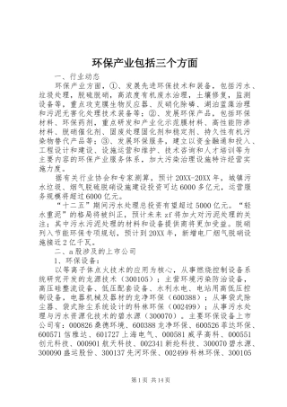 2024年环保产业包括三个方面