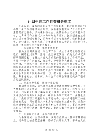 2024年计划生育工作自查报告范文