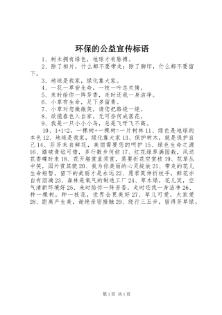 2024年环保的公益宣传标语