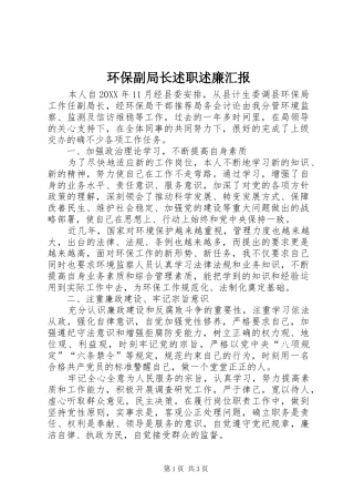 2024年环保副局长述职述廉汇报