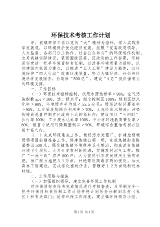 2024年环保技术考核工作计划