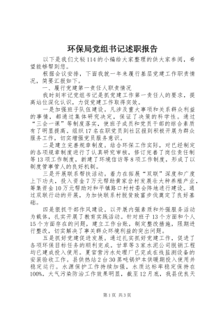 2024年环保局党组书记述职报告