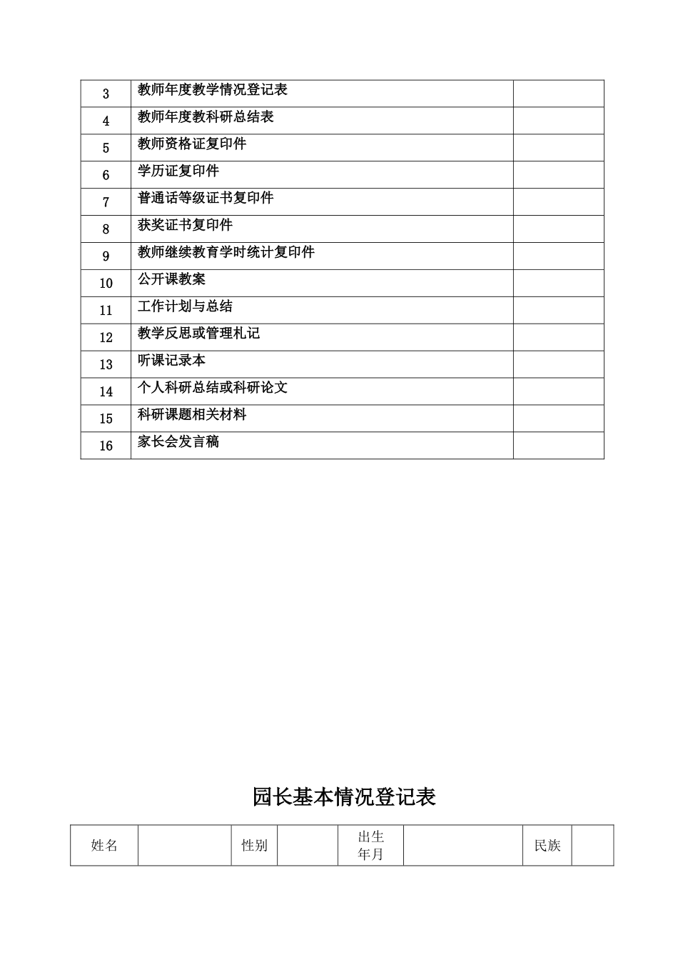 园长教师个人业务档案_第2页