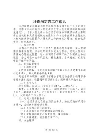 2024年环保局定岗工作意见