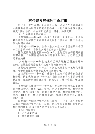 2024年环保局发展规划工作汇报