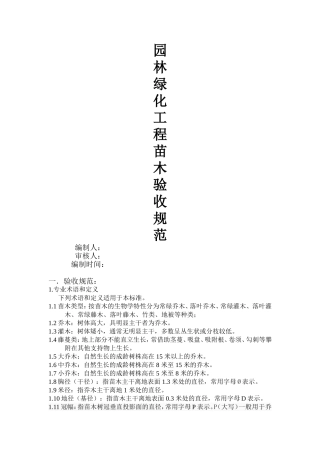 园林绿化工程苗木验收规范(同名15118)