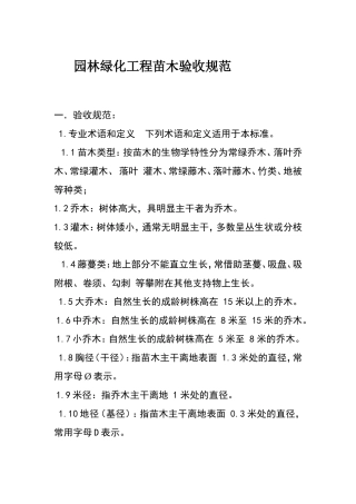 园林绿化工程苗木验收规范