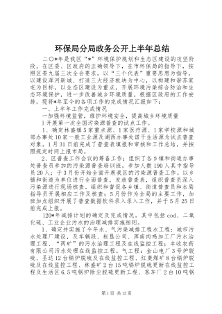 2024年环保局分局政务公开上半年总结