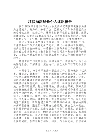 2024年环保局副局长个人述职报告