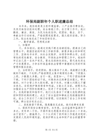 2024年环保局副职年个人职述廉总结