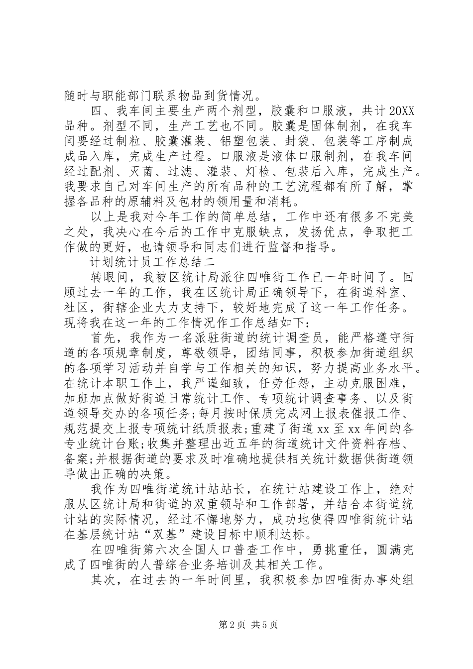 2024年计划统计员工作总结范文_第2页