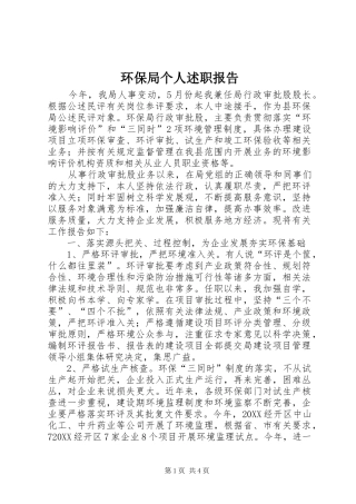 2024年环保局个人述职报告