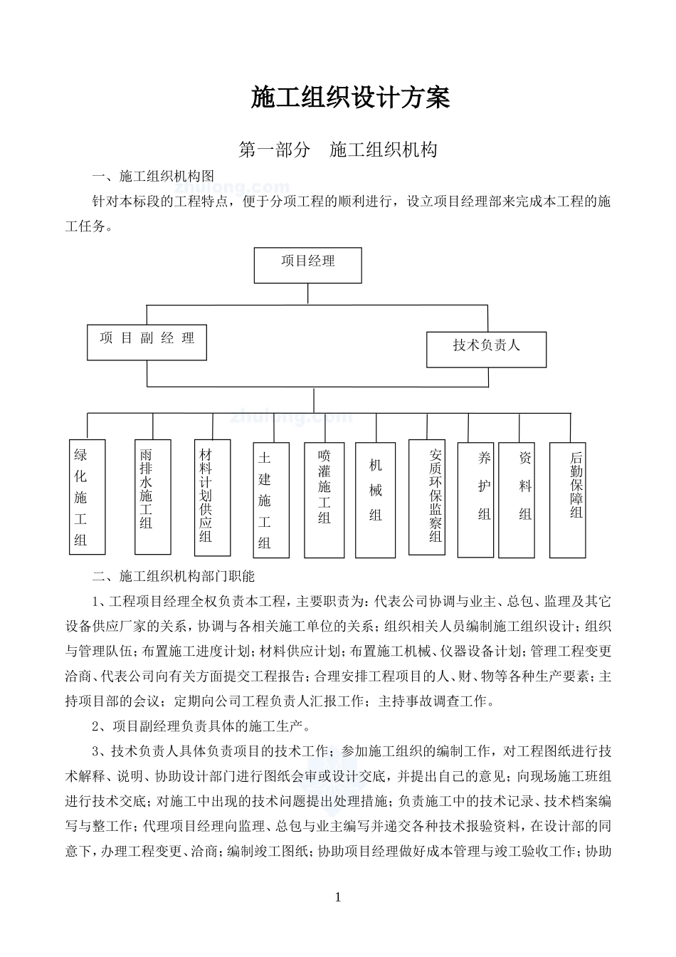园林绿化工程施工组织设计方案-secret_第1页