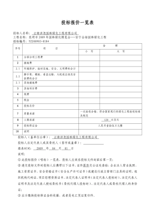 园林绿化工程投标文件(同名23367)