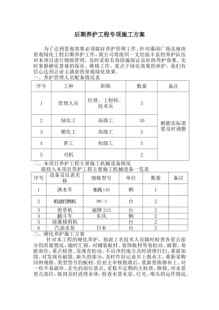 园林绿化后期养护工程施工方案