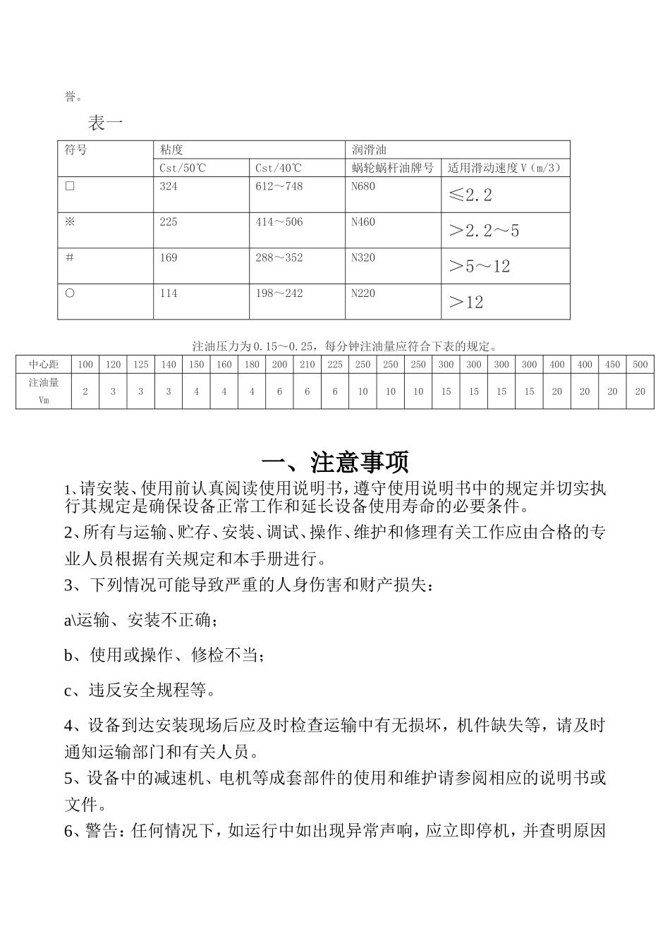 圆弧圆柱蜗杆减速机使用操作说明书_第3页