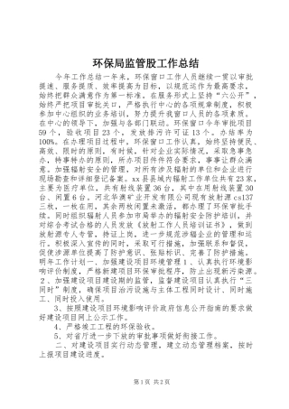 2024年环保局监管股工作总结