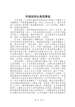 2024年环保局局长典型事迹