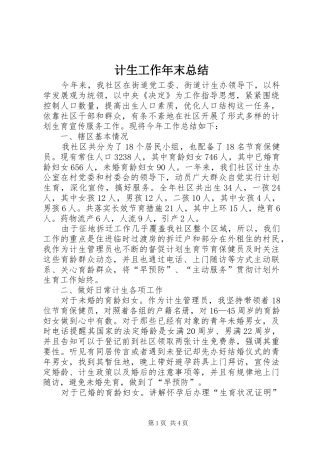 2024年计生工作年末总结