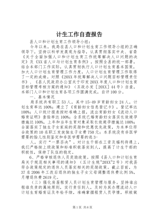 2024年计生工作自查报告