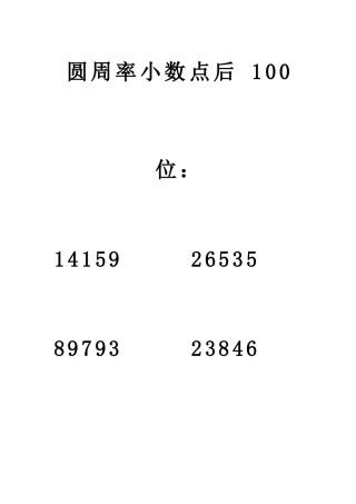 圆周率小数点后1000位