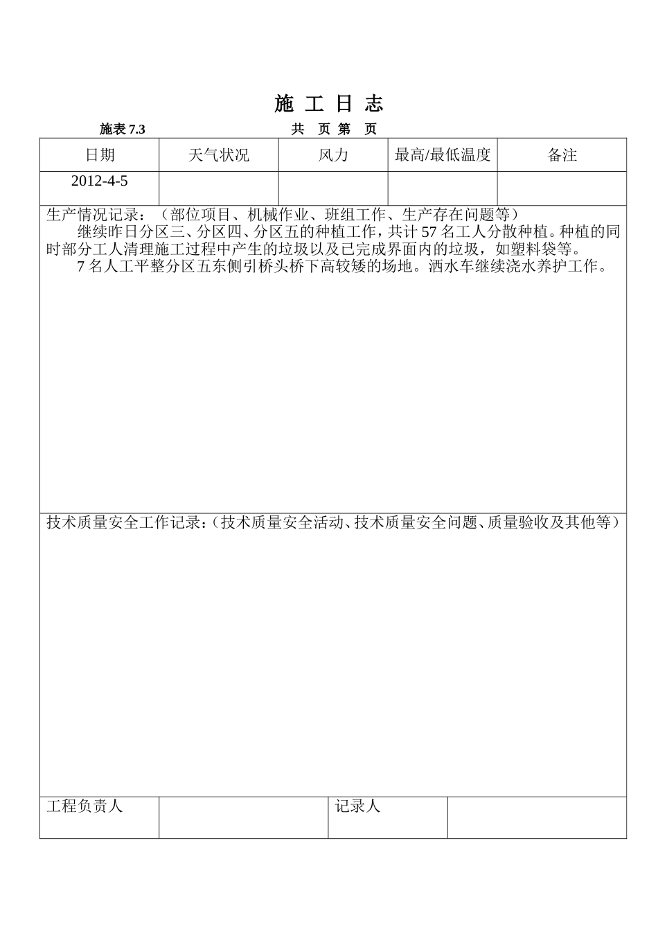 园林施工日志_第1页