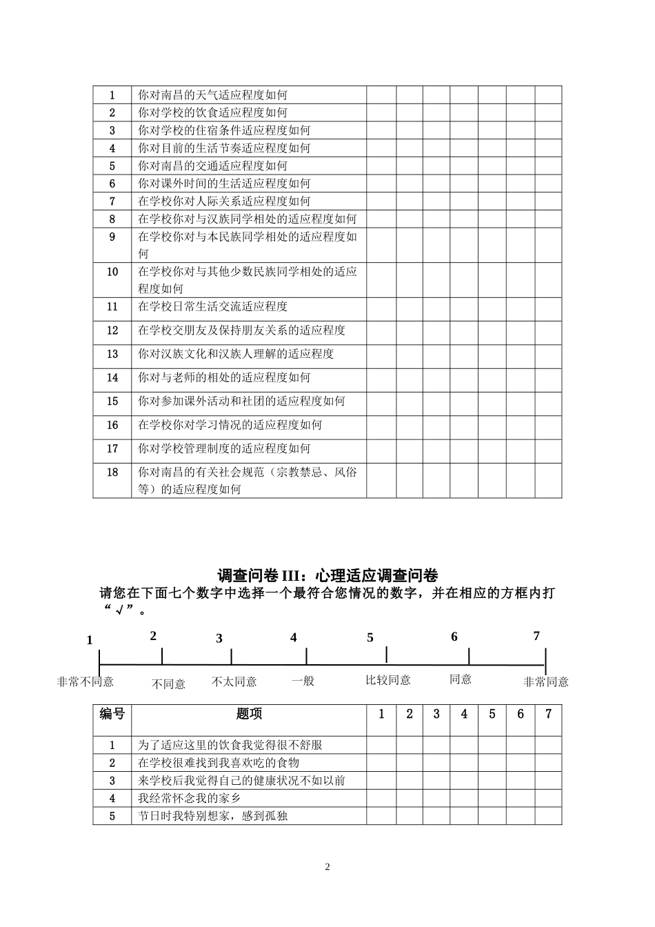 在赣少数民族大学生文化适应调查问卷_第2页