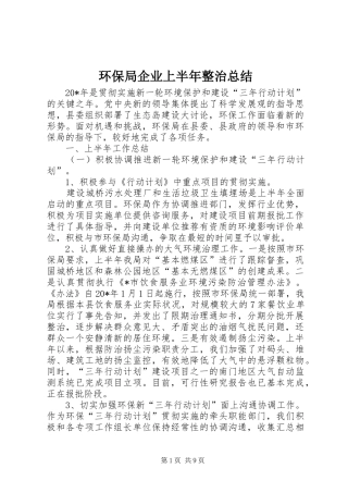 2024年环保局企业上半年整治总结