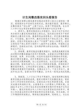 2024年计生局整改落实回头看报告