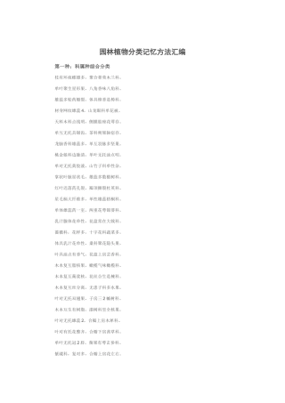 园林植物分类记忆方法汇编