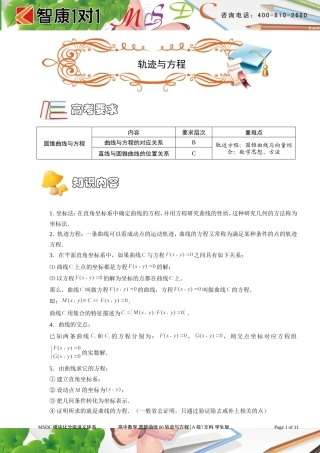 圆锥曲线06轨迹与方程(A级)文科.学生版